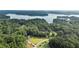 An aerial view of the home nestled in a lush forest with a lake in the background at 6685 Driskell Rd, Cumming, GA 30041