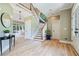 Bright foyer with hardwood floors, staircase and view of living areas beyond creating a welcoming atmosphere at 6685 Driskell Rd, Cumming, GA 30041