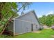 Home's backyard featuring a green lawn and a section of the home's exterior with light blue siding at 3163 Springside Xing, Decatur, GA 30034
