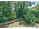 The backyard provides plenty of shade, with mature trees surrounding the fence and yard area at 503 Rising Dr, Woodstock, GA 30189