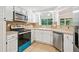 Kitchen boasts stainless steel appliances, white cabinetry, and natural light at 22 Dunwoody Springs Dr, Atlanta, GA 30328