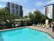 Relaxing community pool with lounge chairs and city views on a bright sunny day at 2479 Peachtree Ne Rd # 317, Atlanta, GA 30305