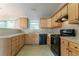 Well-maintained kitchen with wooden cabinets, black appliances, ample counter space, and natural light at 5033 Kens Ct, Stockbridge, GA 30281