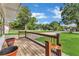 View of the front porch with wooden railings, decorative planters, and a view of the front yard at 288 Valerie Cir, Hiram, GA 30141