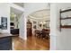 Elegant dining room showcasing hardwood floors and decorative moldings at 2713 Misty Rock Cv, Dacula, GA 30019