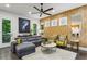 Stylish living room with trendy wallpaper and comfortable seating at 1821 Huntington Hills Nw Ln, Atlanta, GA 30309
