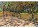 The backyard is enclosed by a wooden fence with plenty of trees providing shade and privacy at 2859 Woodward Down Trl, Buford, GA 30519