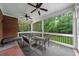 Relaxing screened porch with ceiling fans and views of nature at 3737 Falls Trl, Winston, GA 30187