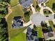 Aerial shot of a residential area showing houses with manicured lawns and cul-de-sac streets at 7198 Golfside Se Dr, Covington, GA 30014