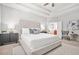This bedroom features a trey ceiling, modern furniture, and neutral tones at 2241 Chaseford Ln, Powder Springs, GA 30127