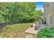 Well-manicured lawn in private backyard featuring mature trees and wrought iron fence at 204 Sawtooth Ct, Canton, GA 30114