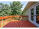 Inviting deck with railings offers a view of the green backyard, perfect for relaxing outside at 3381 Birchwood Trl, Snellville, GA 30078