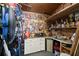 Garage space with walls covered in tools, hardware and shelving, for hobbies or handyman activities at 6875 Sunny Brook Lane Northeast, Sandy Springs, GA 30328