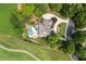 Expansive aerial view of the property showcasing the beautiful landscaping, circular driveway, and a luxurious pool and backyard at 6325 Haddington Ln, Suwanee, GA 30024
