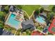 Aerial view of the community pool and tennis courts at 1518 Maplewood Ct, Woodstock, GA 30189