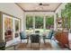 Inviting sunroom with large windows that provide ample natural light and views of the backyard at 105 Postwood Dr, Fayetteville, GA 30215