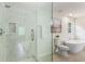 Modern bathroom with walk-in shower and soaking tub at 2015 Clipper Straits, Snellville, GA 30078