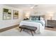 Comfortable main bedroom featuring decor, ceiling fan, and hardwood floors at 2015 Clipper Straits, Snellville, GA 30078