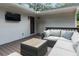 Cozy outdoor deck with stylish seating and a mounted TV, ideal for relaxation at 2617 Warwick Ne Cir, Atlanta, GA 30345