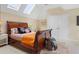 Bedroom with sleigh bed, carpet, and natural light from two skylight windows at 5355 Highland Pine Ln, Mableton, GA 30126