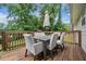 Outdoor deck with seating, an umbrella, a wood floor, and a natural view at 2941 Foothill Trl, Marietta, GA 30066