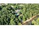 Aerial view of a home with a pool near a river surrounded by lush greenery and mature trees at 402 Clyde Ct, Mcdonough, GA 30252
