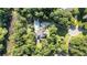 Aerial view of a home with a pool surrounded by lush greenery and mature trees at 402 Clyde Ct, Mcdonough, GA 30252