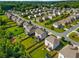 An aerial view of a neighborhood with well-maintained lawns, sidewalks, and neatly arranged houses at 5240 Bristlecone Pine Way, Cumming, GA 30040