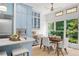 Bright kitchen with an eat-in area, stainless steel appliances, and blue cabinetry at 582 Lakeshore Ne Dr, Atlanta, GA 30307