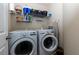 Functional laundry room with white washer and dryer, wire shelving, and ample space for storage at 130 Hamilton Way, Roswell, GA 30075