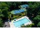 Aerial view of the community pool and tennis courts at 130 Hamilton Way, Roswell, GA 30075