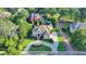 Stunning aerial view of the home, showcasing manicured landscaping and circular driveway at 8455 Abingdon Ln, Duluth, GA 30097