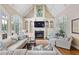 Inviting living area with a cozy fireplace, built-in shelving, large windows, and comfortable seating at 1111 Waterford Green Pt, Marietta, GA 30068