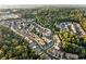 Aerial view of a meticulously planned neighborhood surrounded by green trees and a winding road at 303 Fox Overlook, Woodstock, GA 30188