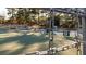 Chain-link fence overlooks an outdoor sports field area surrounded by tall trees at 5453 Baybrook Cir, South Fulton, GA 30349