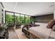 This bedroom features a wall of windows with wooded views and hardwood floors at 3891 Wieuca Rd, Atlanta, GA 30342