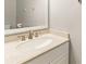 Close up on bathroom vanity with modern faucet and white countertop at 5745 Crystal Springs Way, Powder Springs, GA 30127
