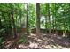 View of the backyard surrounded by mature trees and fencing for privacy at 340 Channings Lake Dr, Lawrenceville, GA 30043