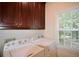 Functional laundry room with modern washer and dryer and natural light at 340 Channings Lake Dr, Lawrenceville, GA 30043