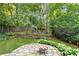 Well-maintained backyard includes a stone patio with a fire pit and a wooden stairway at 118 Chelsea Dr, Decatur, GA 30030