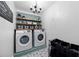 Well-organized laundry room featuring side by side washer and dryer and open shelving at 113 Stargaze Rdg, Canton, GA 30114