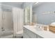 Bathroom with white vanity and shower with white curtain at 4789 Crest Park Ln, Marietta, GA 30068