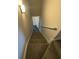 Carpeted staircase with handrail leading downstairs at 12 Barrington Ct, Sharpsburg, GA 30277