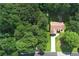 Aerial view showcases this single-Gathering home nestled among lush greenery and a private backyard at 106 Kimbell Farm Dr, Locust Grove, GA 30248