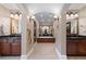 Spacious primary bathroom with dual vanities, soaking tub and tiled floors at 2283 Falmouth Se Ct # 22, Smyrna, GA 30080
