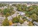 A scenic aerial view of the property amidst mature trees in a quiet residential neighborhood at 474 Haley Se St, Marietta, GA 30060