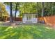 Charming backyard featuring a small building and a privacy fence, creating a cozy and secluded atmosphere at 425 Houze Way, Roswell, GA 30076