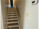 Interior staircase with wood steps and handrail leading upstairs, light switch visible at 4550 Cypress Ridge Ct, Stone Mountain, GA 30083
