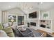Light-filled living room with a fireplace, large windows, and views of the backyard at 502 Hascall Nw Rd, Atlanta, GA 30309