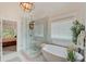 Beautiful bathroom with a frameless shower, soaking tub, and modern fixtures at 2295 Abbey Cove Ct, Marietta, GA 30062